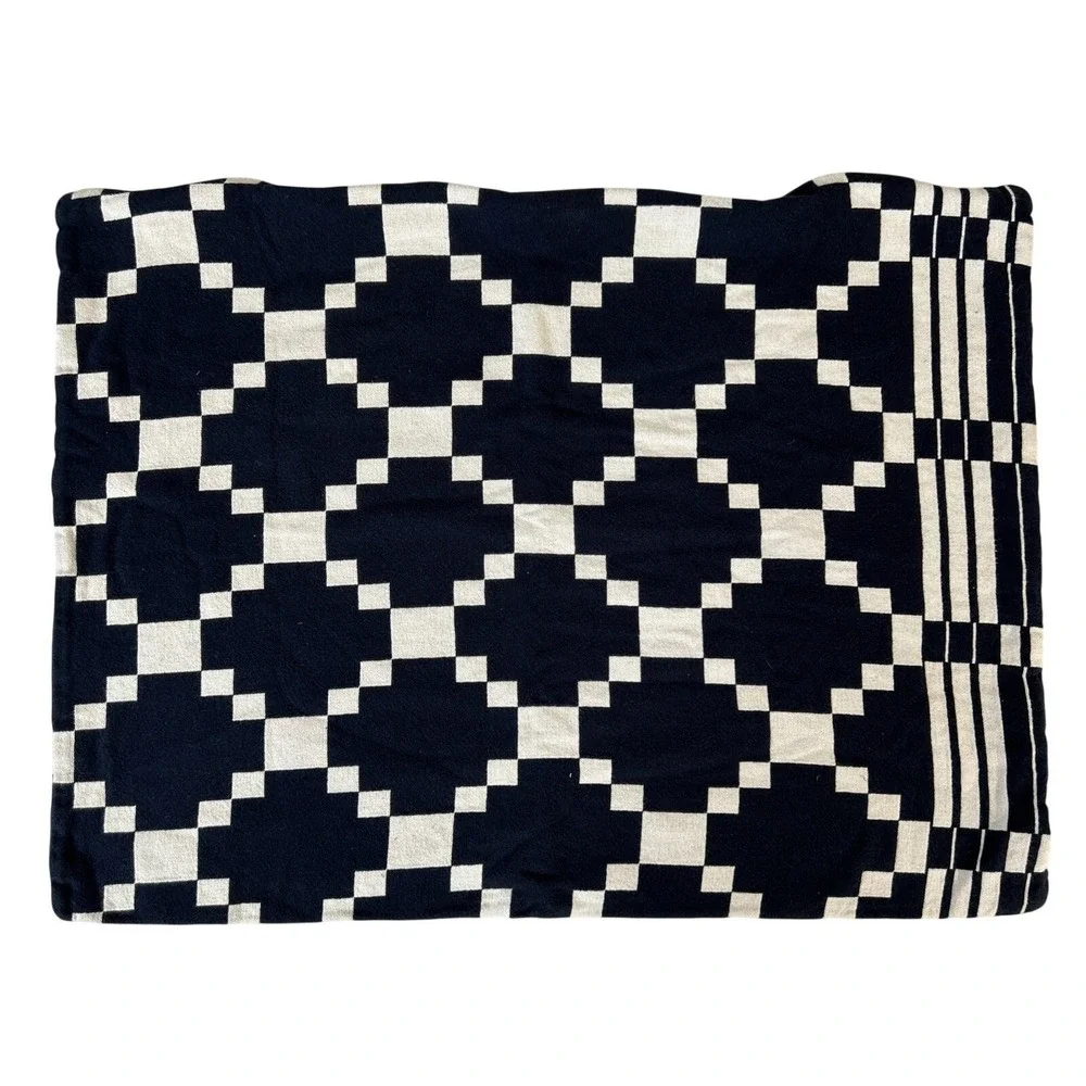 Schoolhouse Pillow Sham Winter + Summer Cotton Pillow Sham in Winter Summer Navy